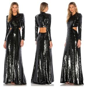 NEW A.L.C. Gabriela Sequin Gown in Deep Green Size 2